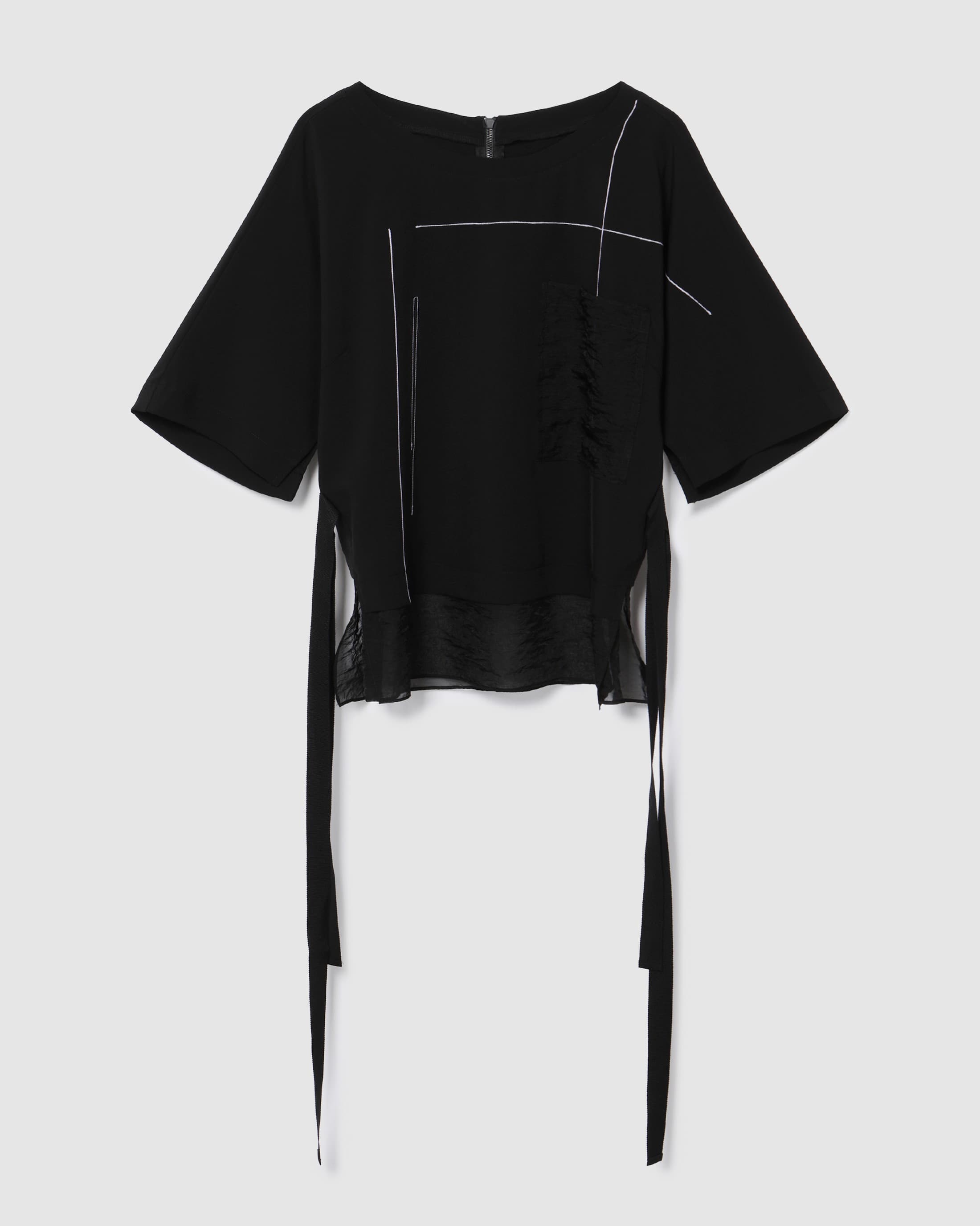 Contrast Stitch Blouse Black — vue 2