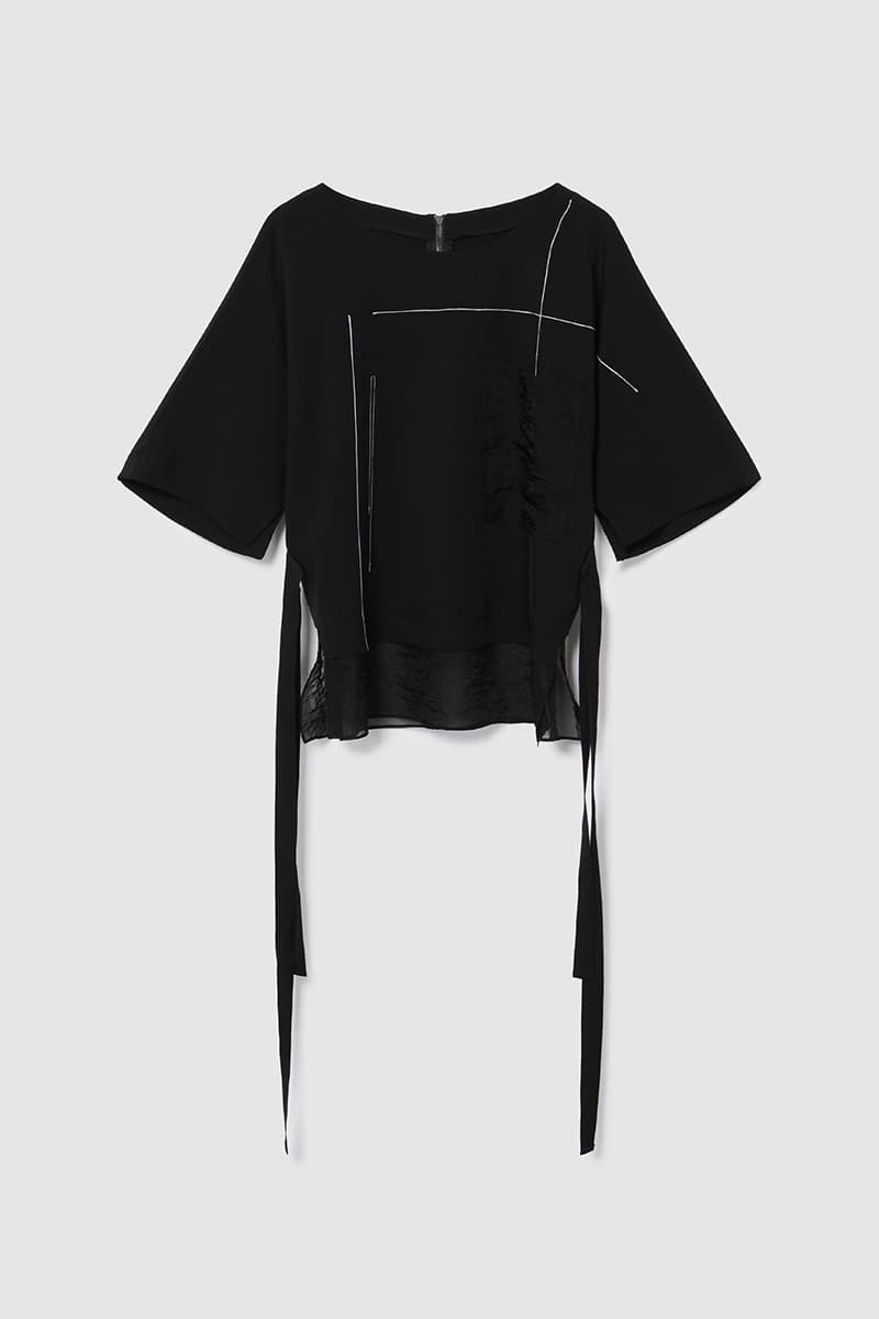 Contrast Stitch Blouse Black — vue 1