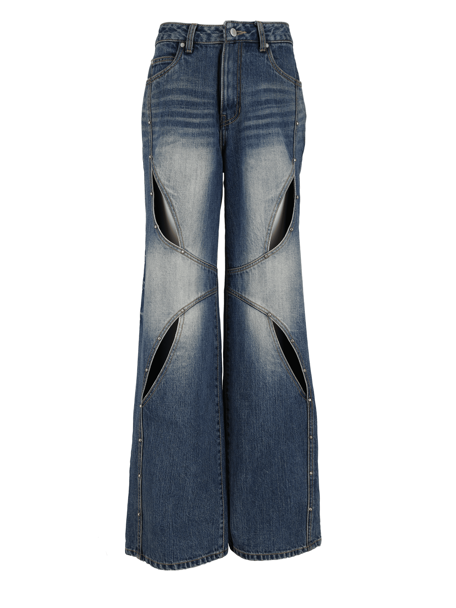 Stud Cat Eye Cut out denim pants — vue 1