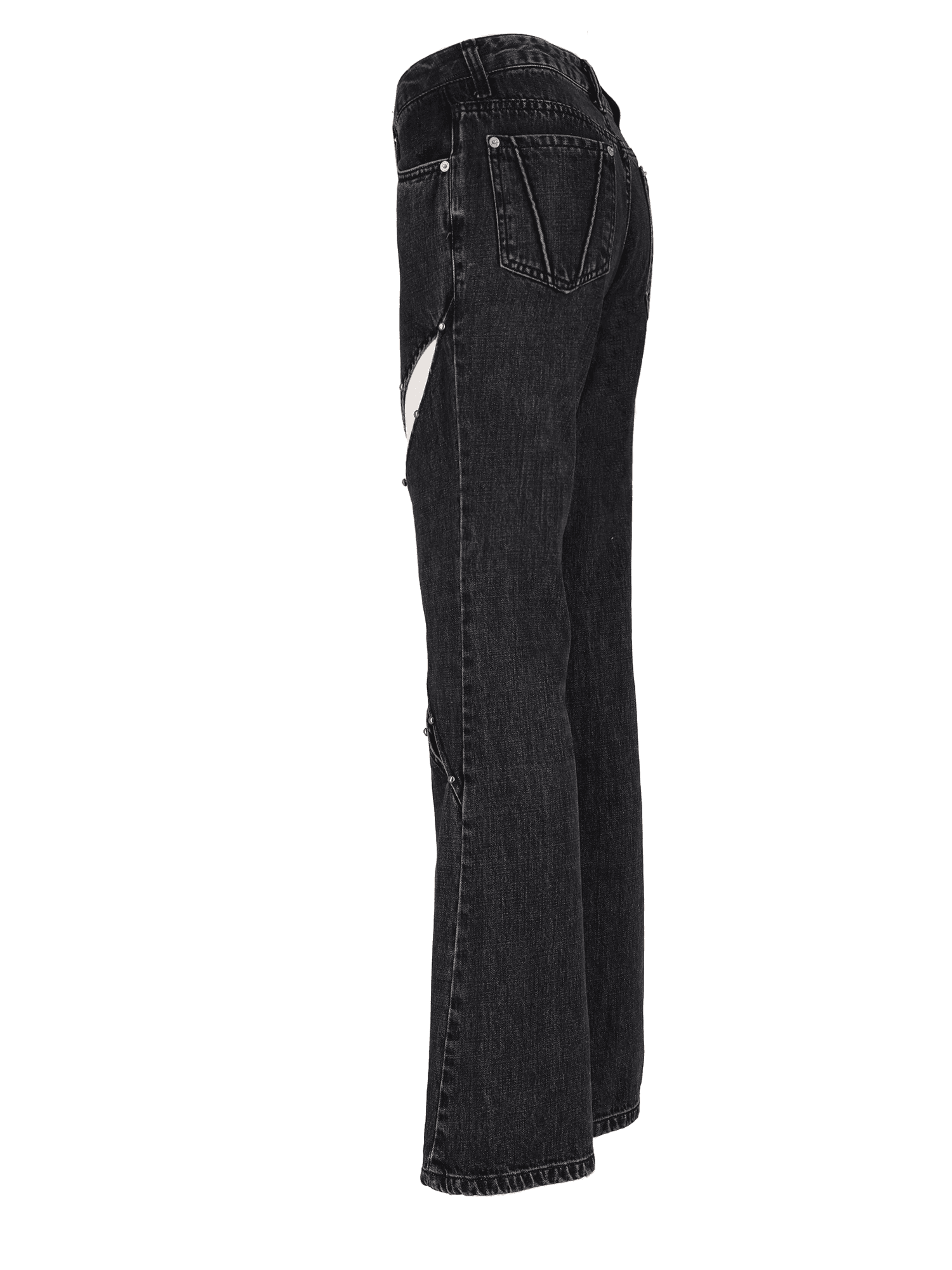 STUD GREY CUTOUT ZIPPER DENIM — vue 4
