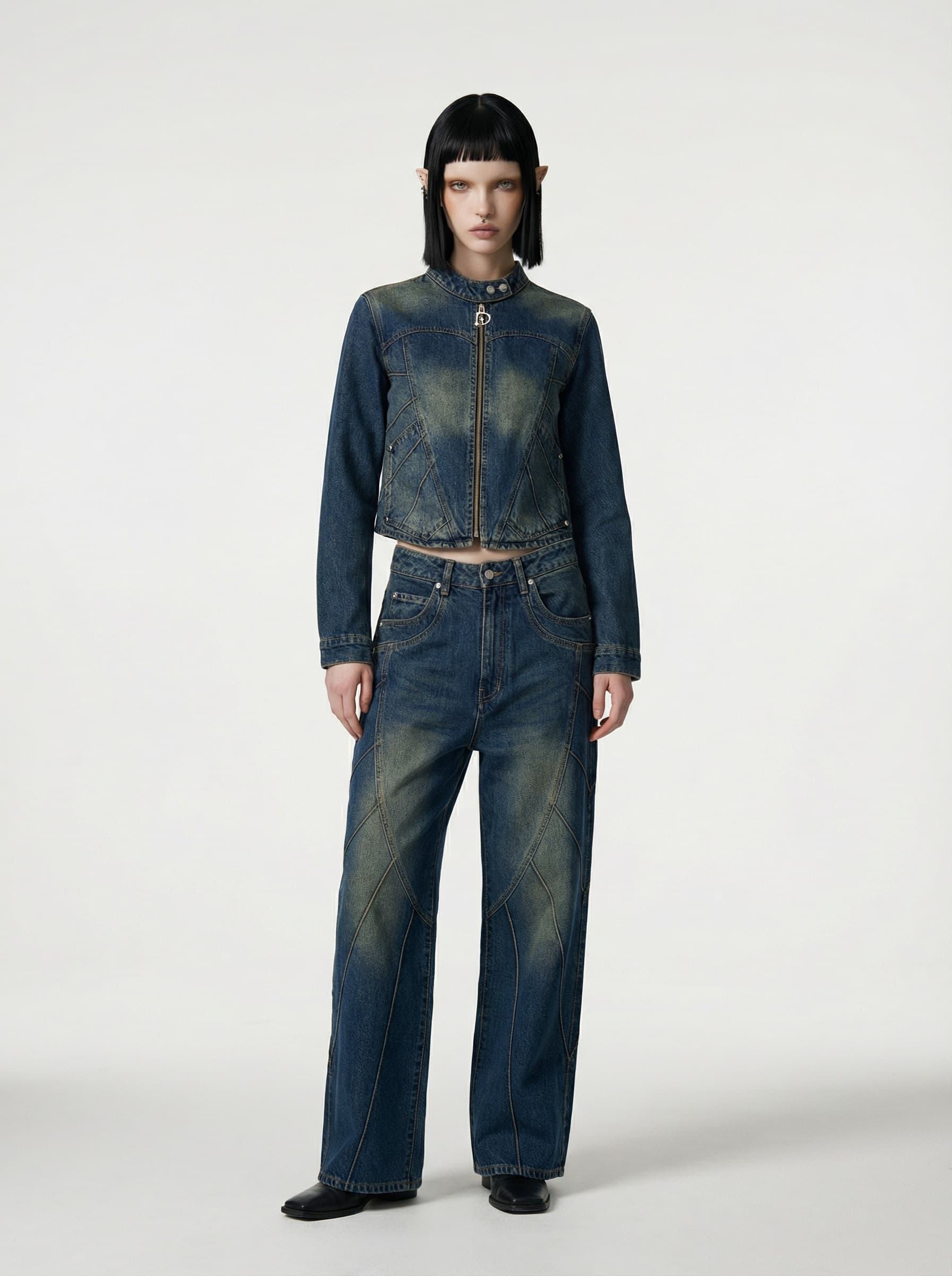 Piping Heart Denim Jeans — vue 6