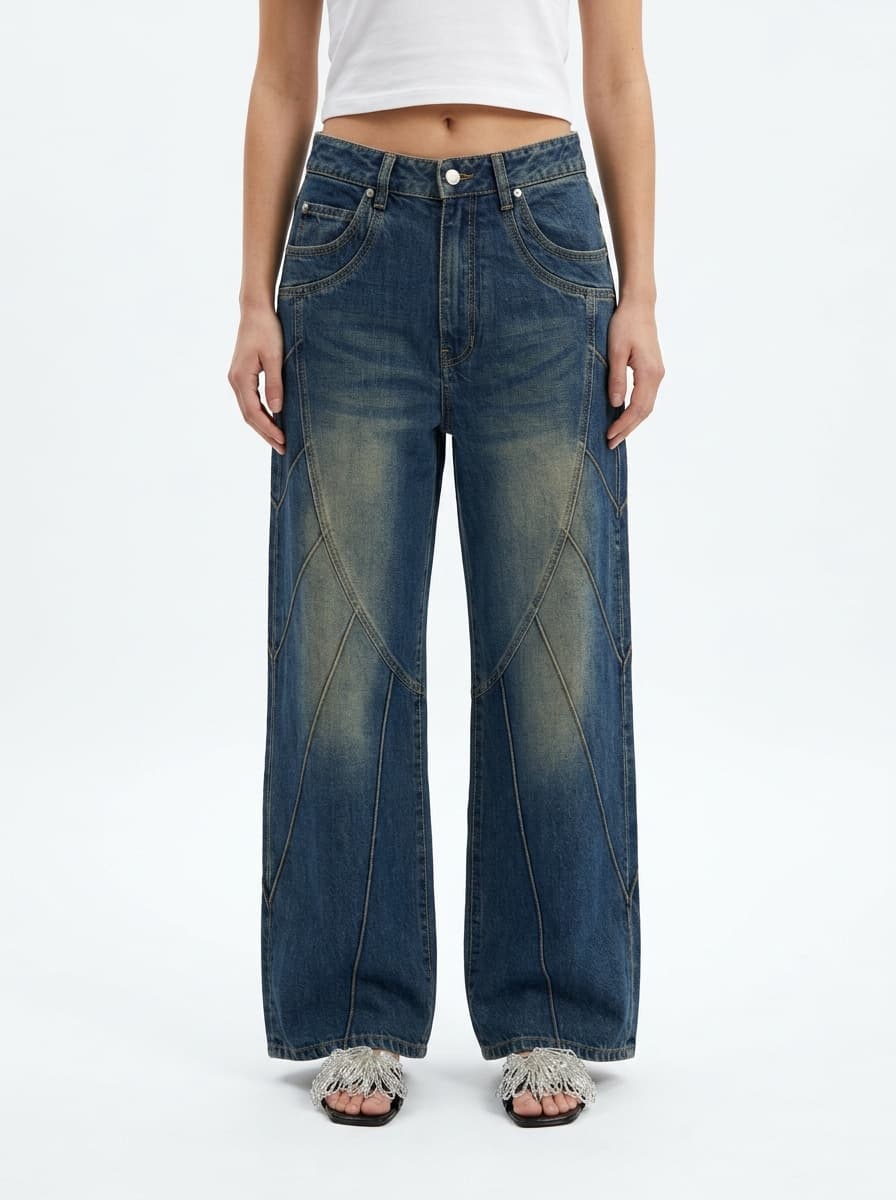 Piping Heart Denim Jeans