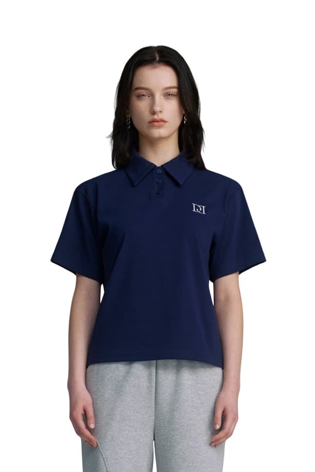 Embroidery Pique T-shirt (NAVY)