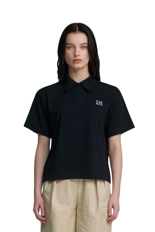 Embroidery Pique T-shirt (BLACK)