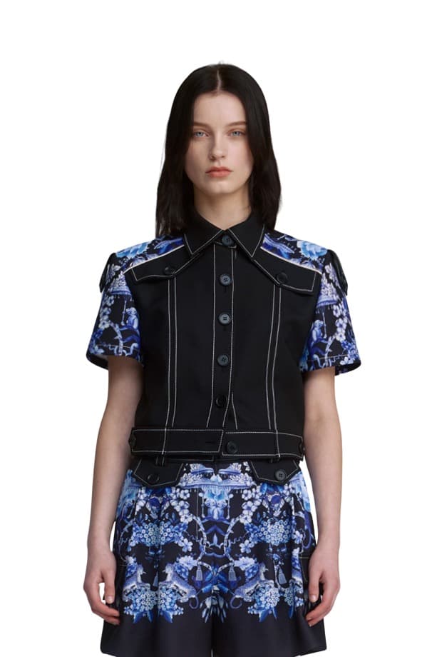 Flap Button Short-sleeved Jacket (B)