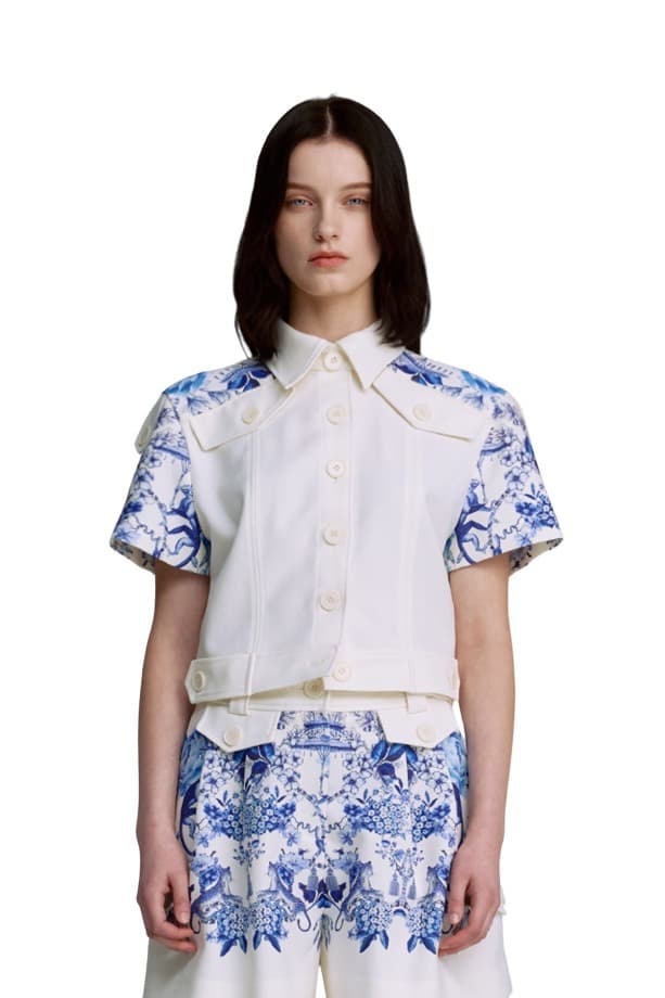 Flap Button Short-sleeved Jacket (W)