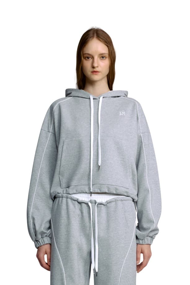 Piping Hooded Sweatshirt (GRAY)