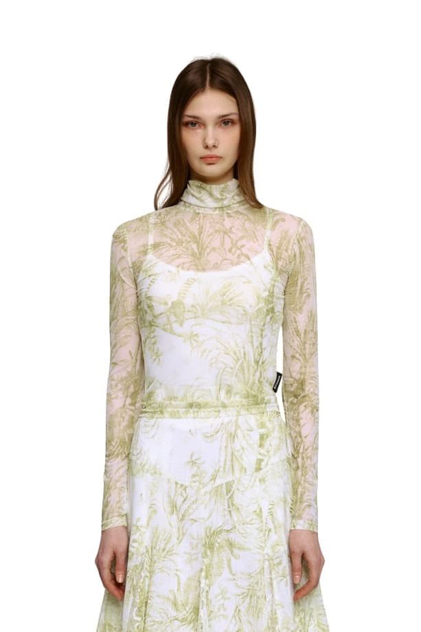 Mesh Print Turtleneck T-shirt (OG)