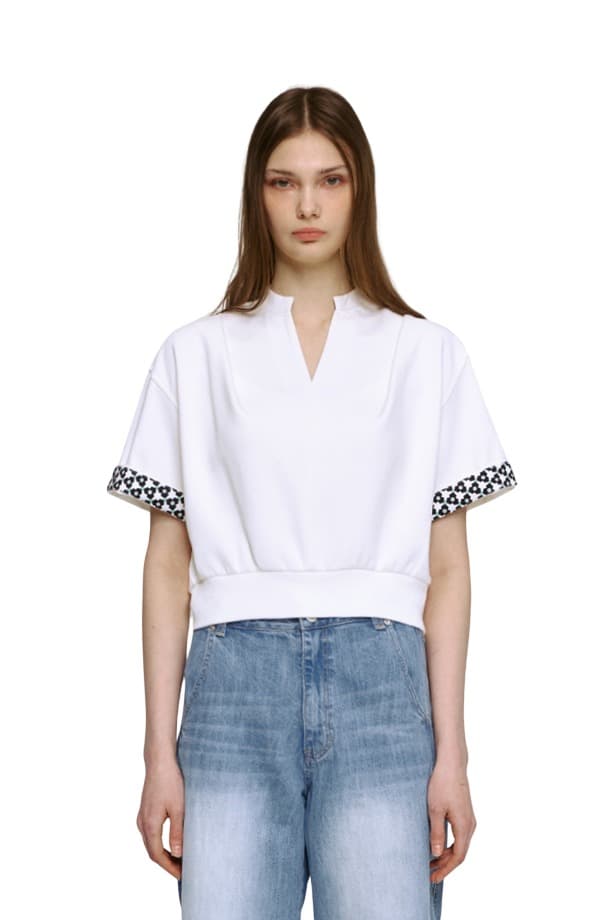 Roll-up Sleeve Sweatshirt (WHITE)