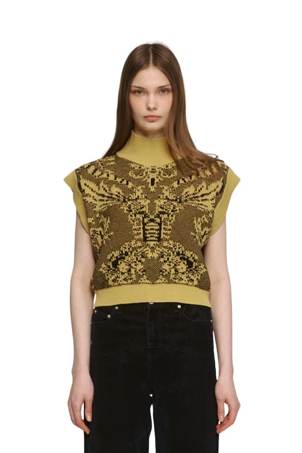 Jacquard Turtle-neck Vest (YE)