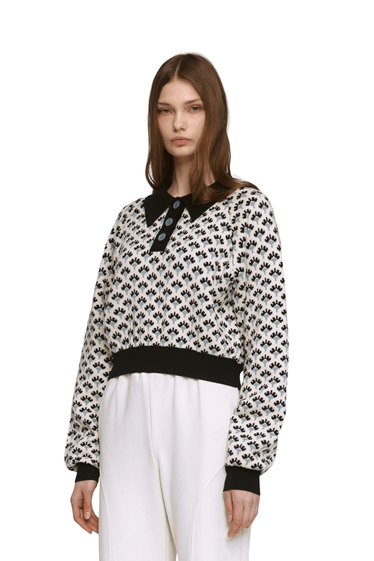 Jacquard Raglan Collar T-Shirt (IV) — vue 5