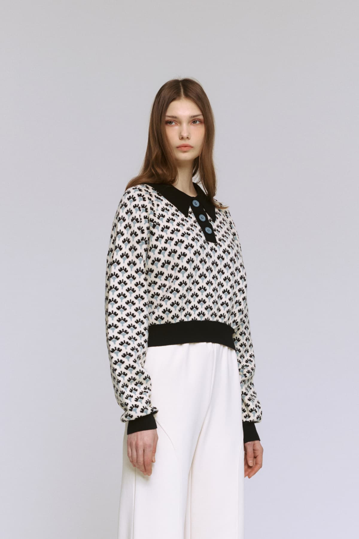 Jacquard Raglan Collar T-Shirt (IV) — vue 10