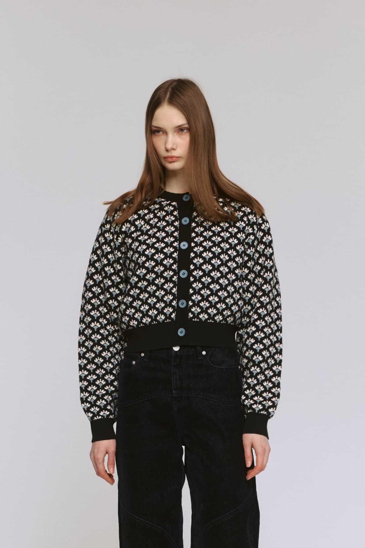 Jacquard Round Cardigan (BK) — vue 7