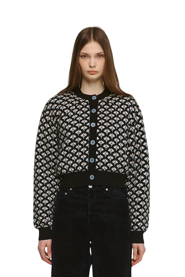 Jacquard Round Cardigan (BK)