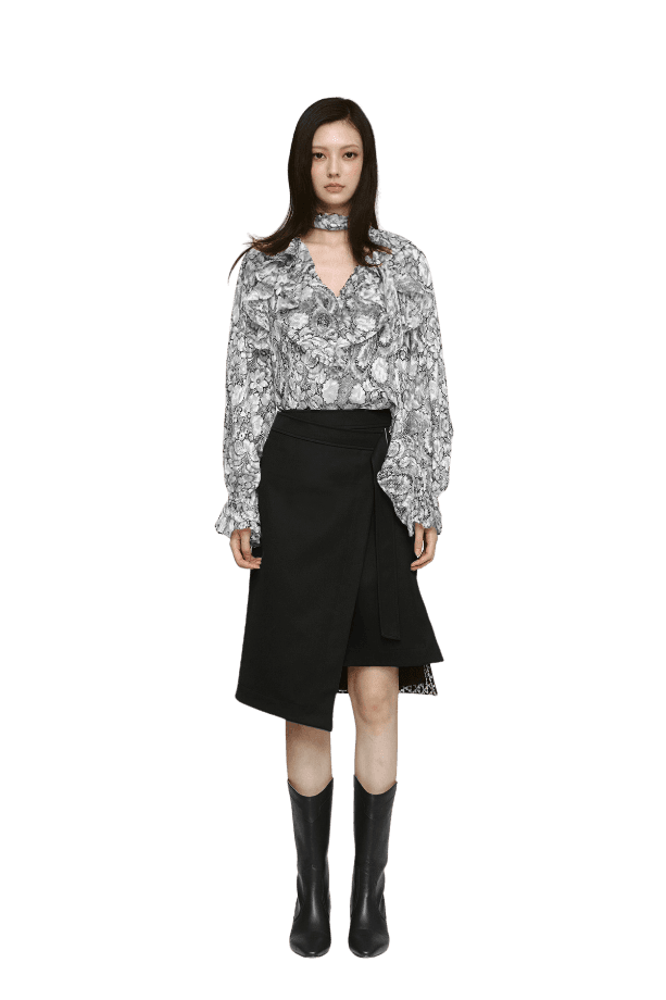 Slit Midi Wrap Skirt (BK) — vue 2