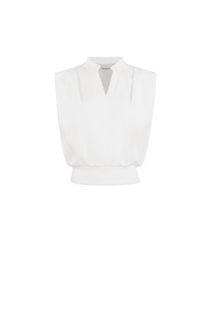 Pintuck V-neck Sweatshirt (W)