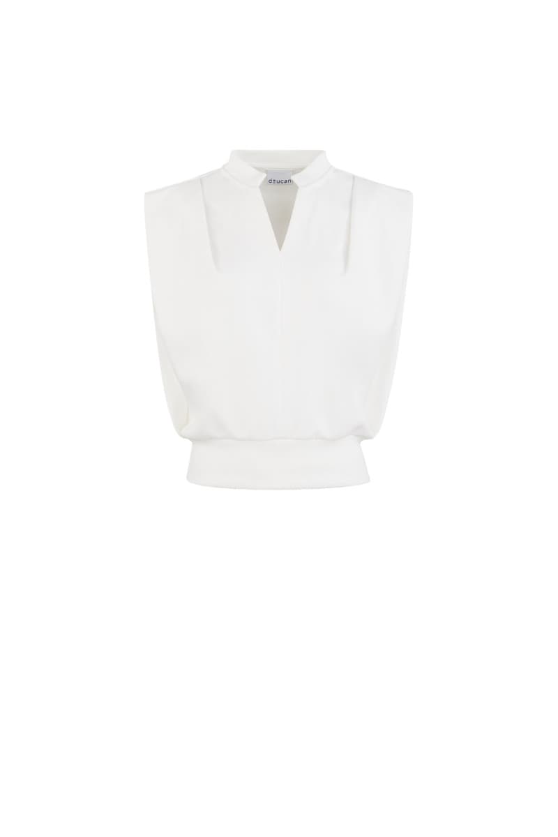 Pintuck V-neck Sweatshirt (W)