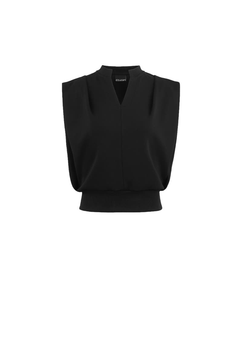Pintuck V-neck Sweatshirt (B)