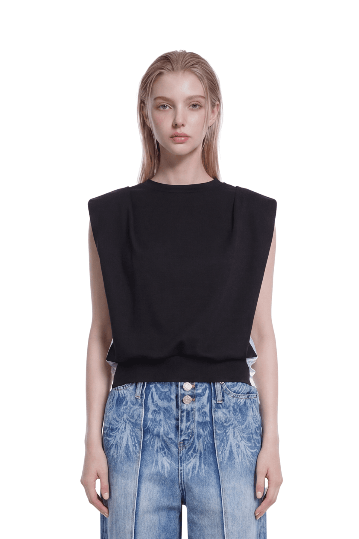 Pintuck Mixed Sweatshirt (B) — vue 4