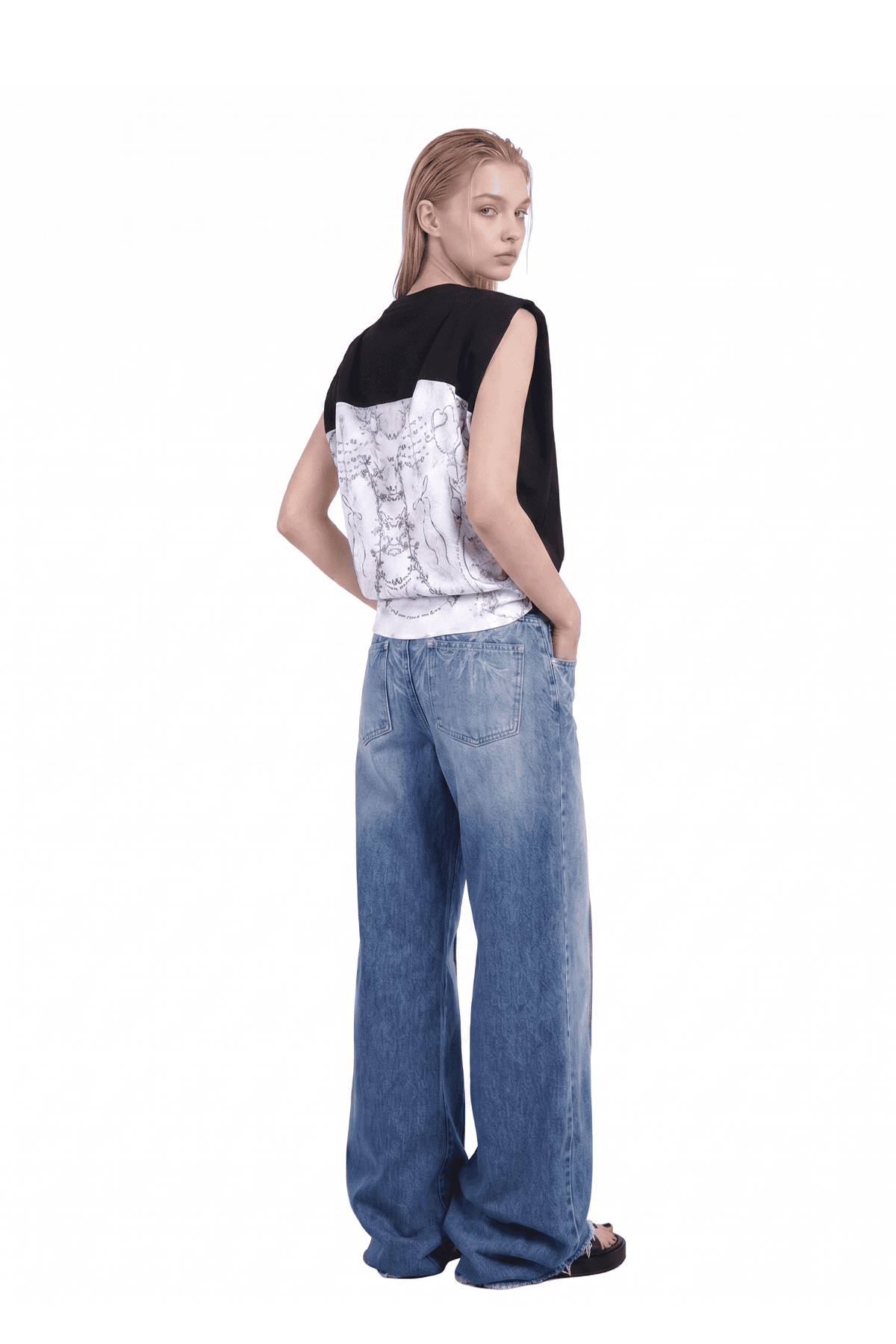 Pintuck Mixed Sweatshirt (B) — vue 7