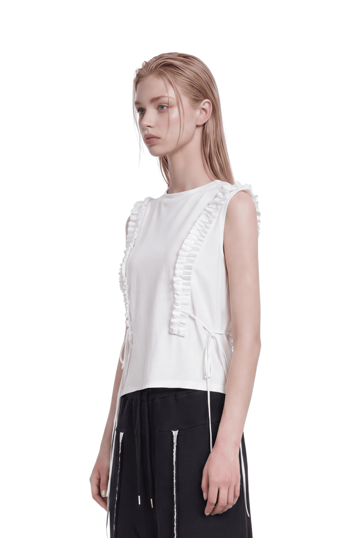 Frill Sleeveless T-shirt (W) — vue 5