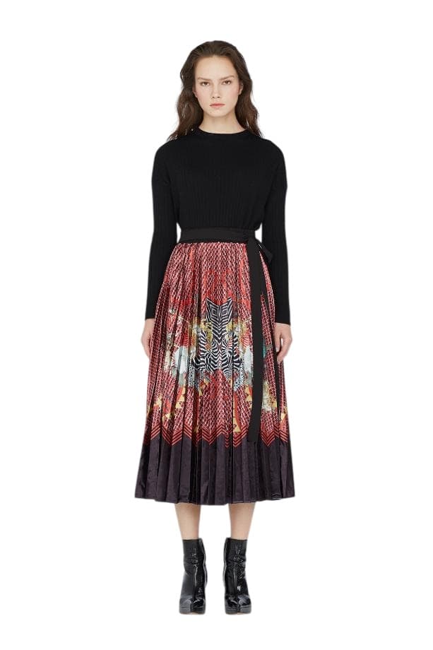 Velvet Pleated Skirt (RED)