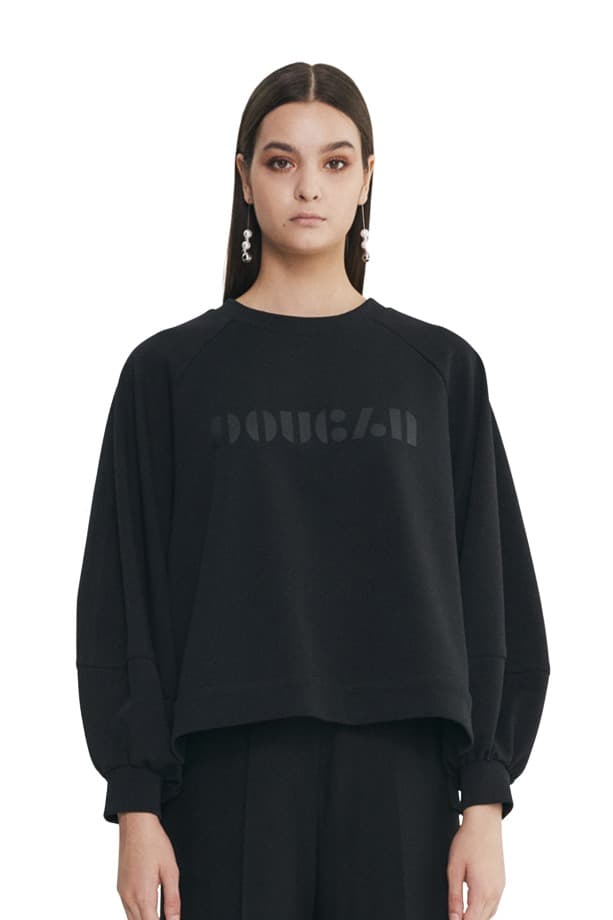 Balloon-sleeve Logo Sweatshirt (BLACK)