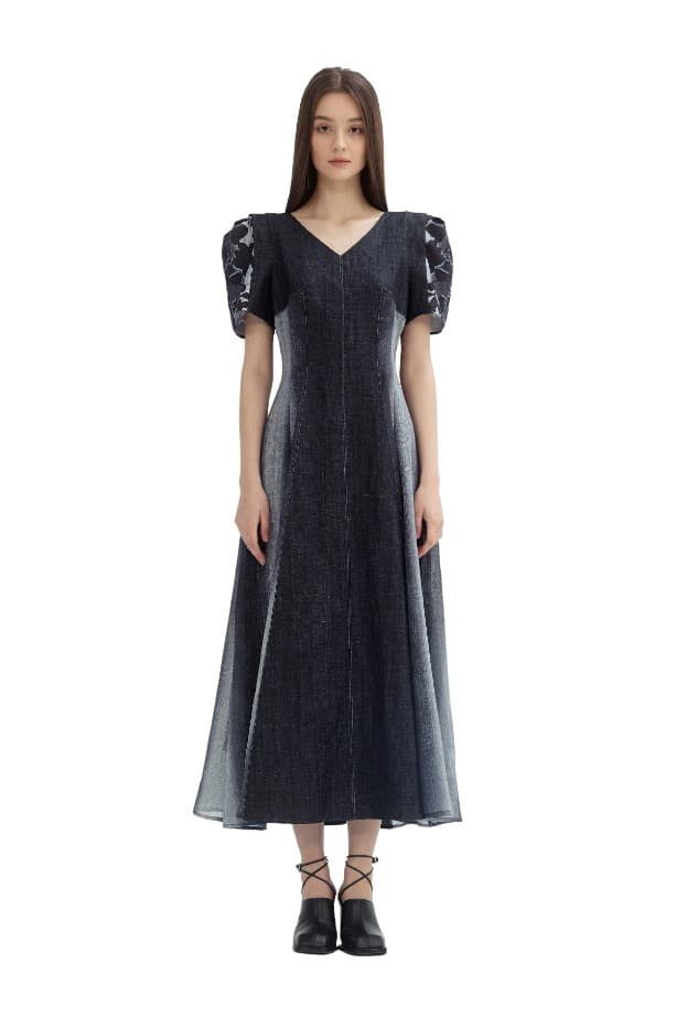 Denim V-neck Dress (DBK)
