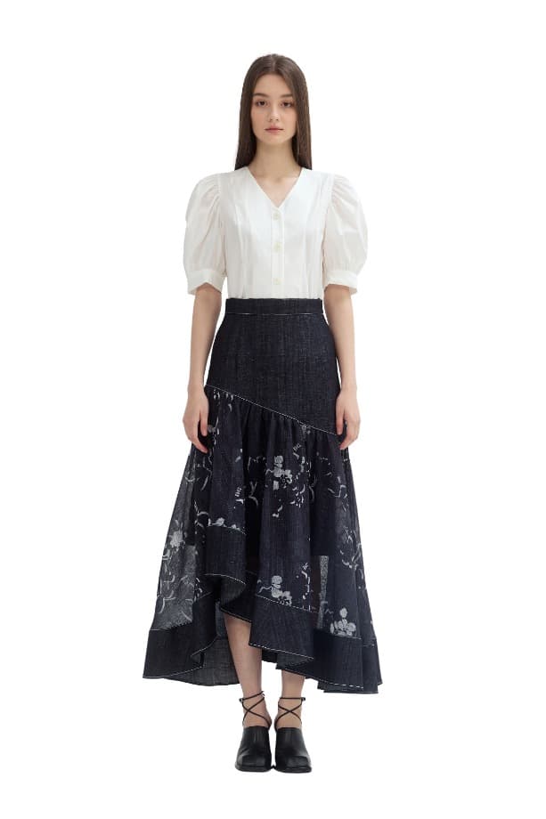 Denim Unbalance Skirt (SK)