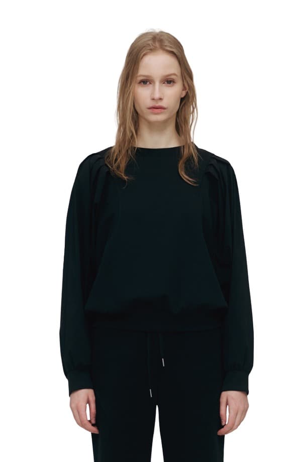 Color Matching Pintuck Sweatshirt (BK)