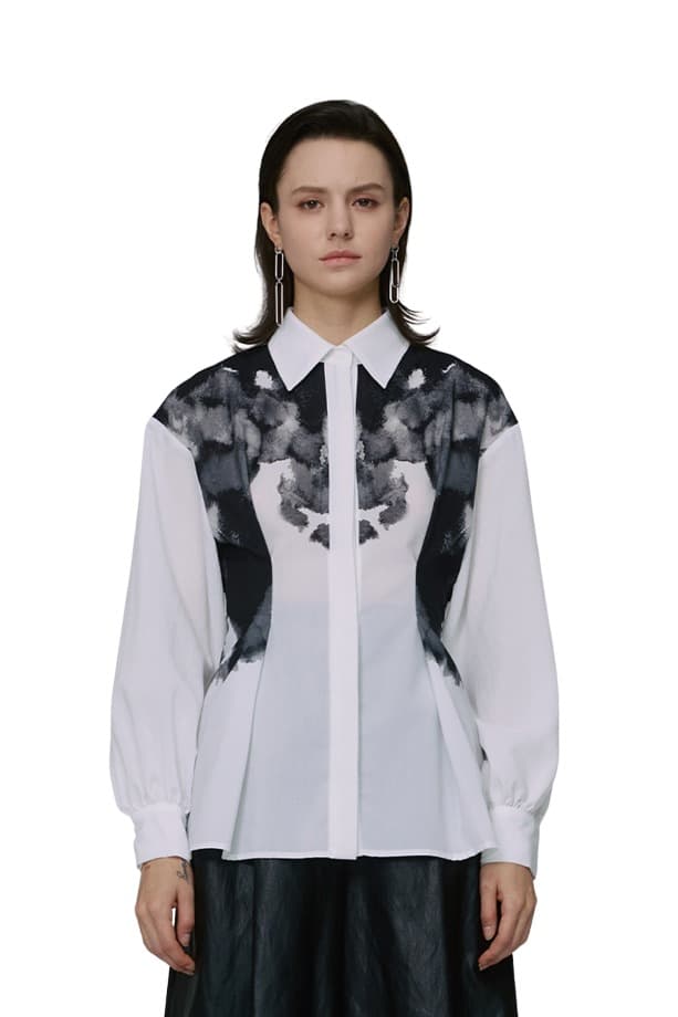 Hidden-button Blouse (BK)