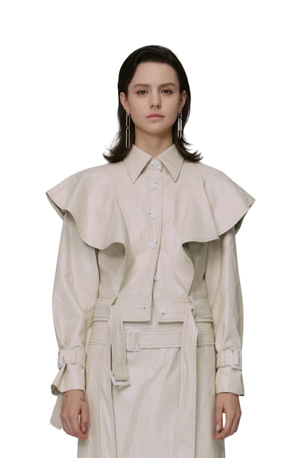 Ruffle Fake Leather Jacket (BG)