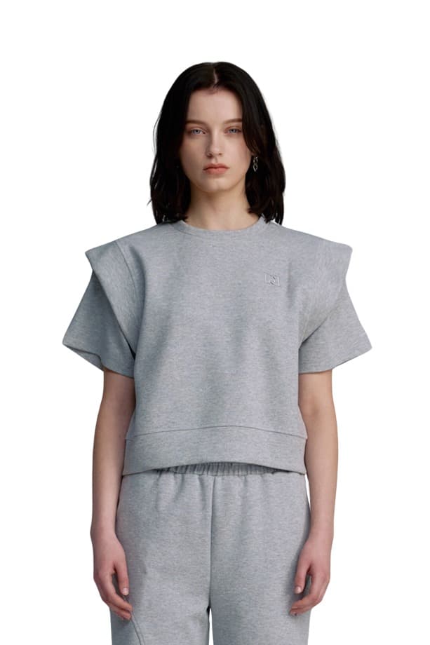 Embroidery Half-sleeved Sweatshirt (GRAY)
