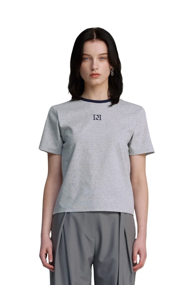 Embroidery Combi Line T-shirt (GRAY)