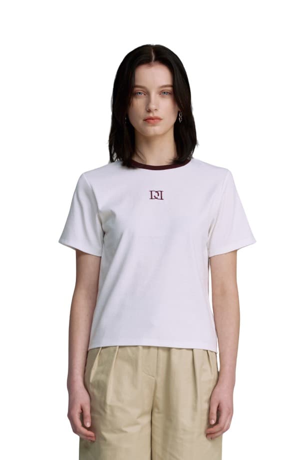 Embroidery Combi Line T-shirt (WHITE)