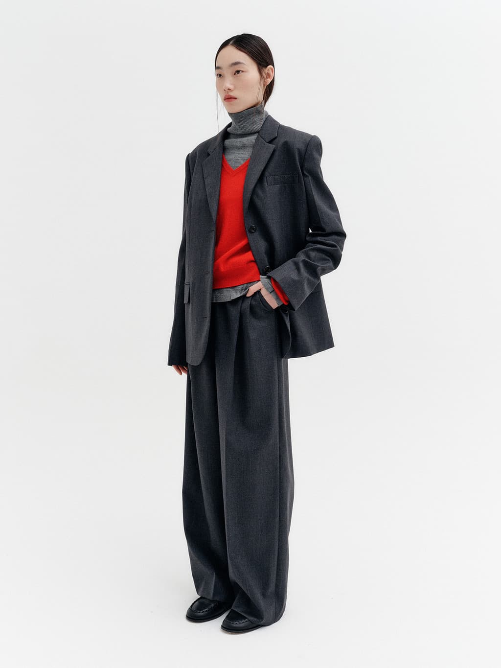 Single Breasted Jacket - Charcoal — vue 4