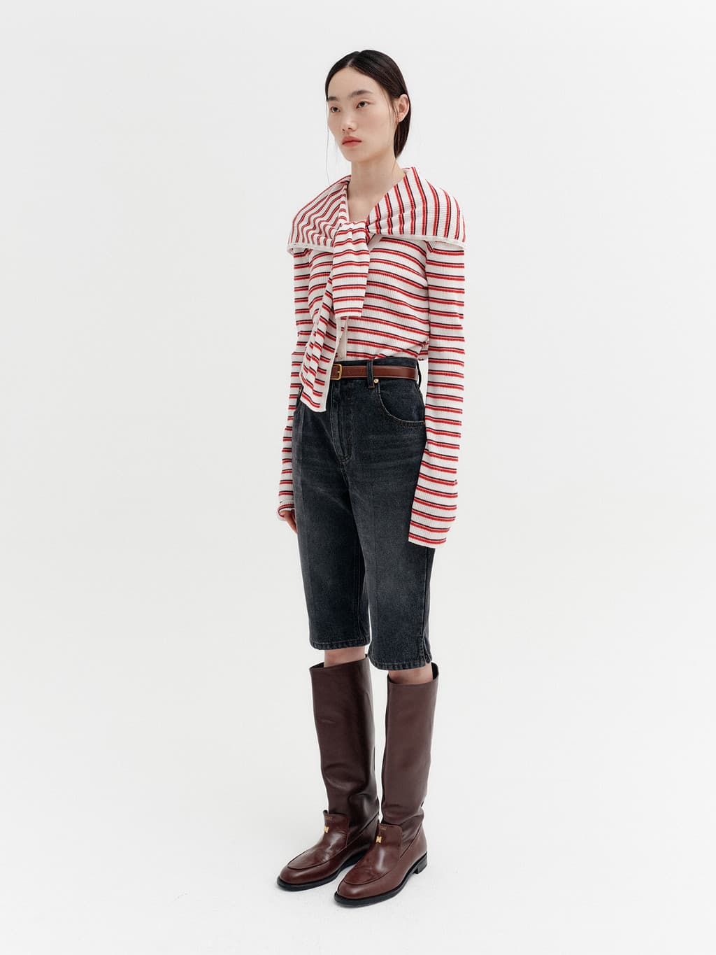 Slit Detail Bermuda Shorts - Grey — vue 4