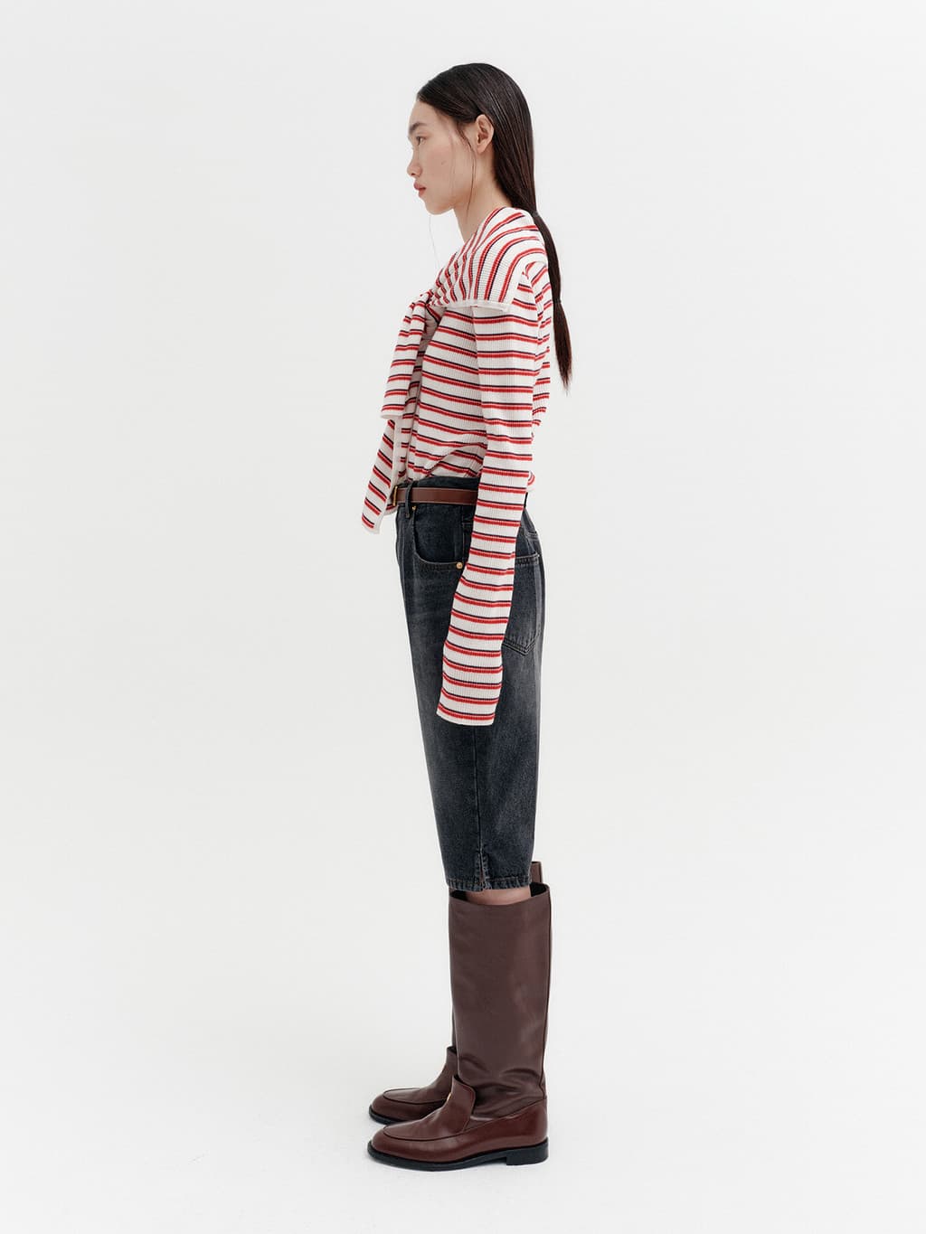 Slit Detail Bermuda Shorts - Grey — vue 5