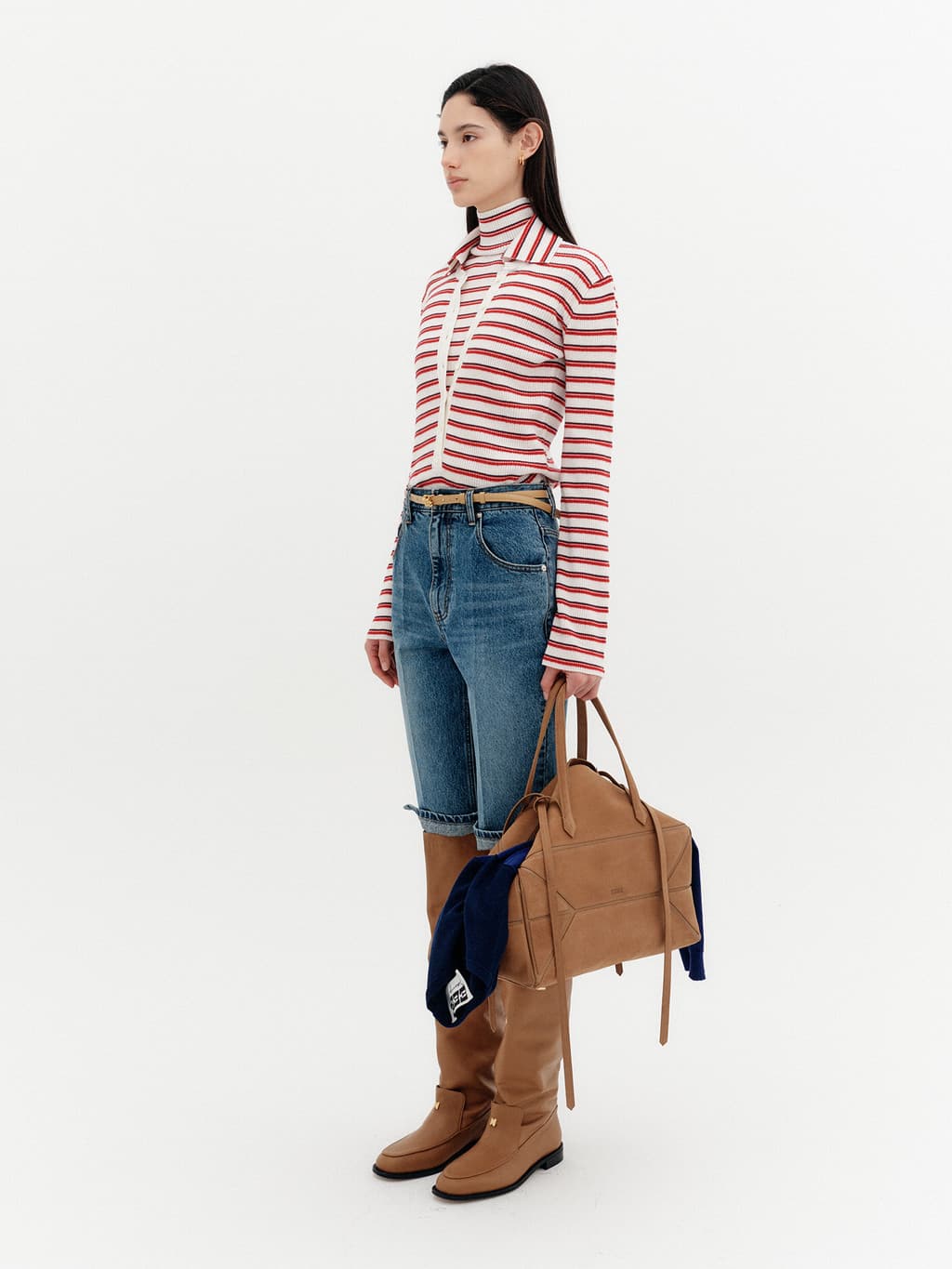 High-Neck Layered Knit Top - Ivory — vue 5