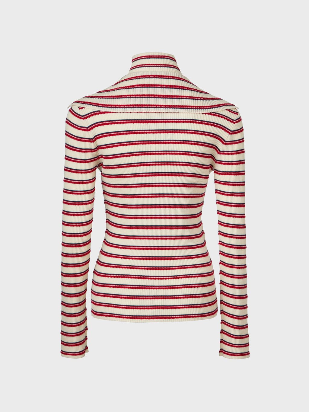 High-Neck Layered Knit Top - Ivory — vue 9
