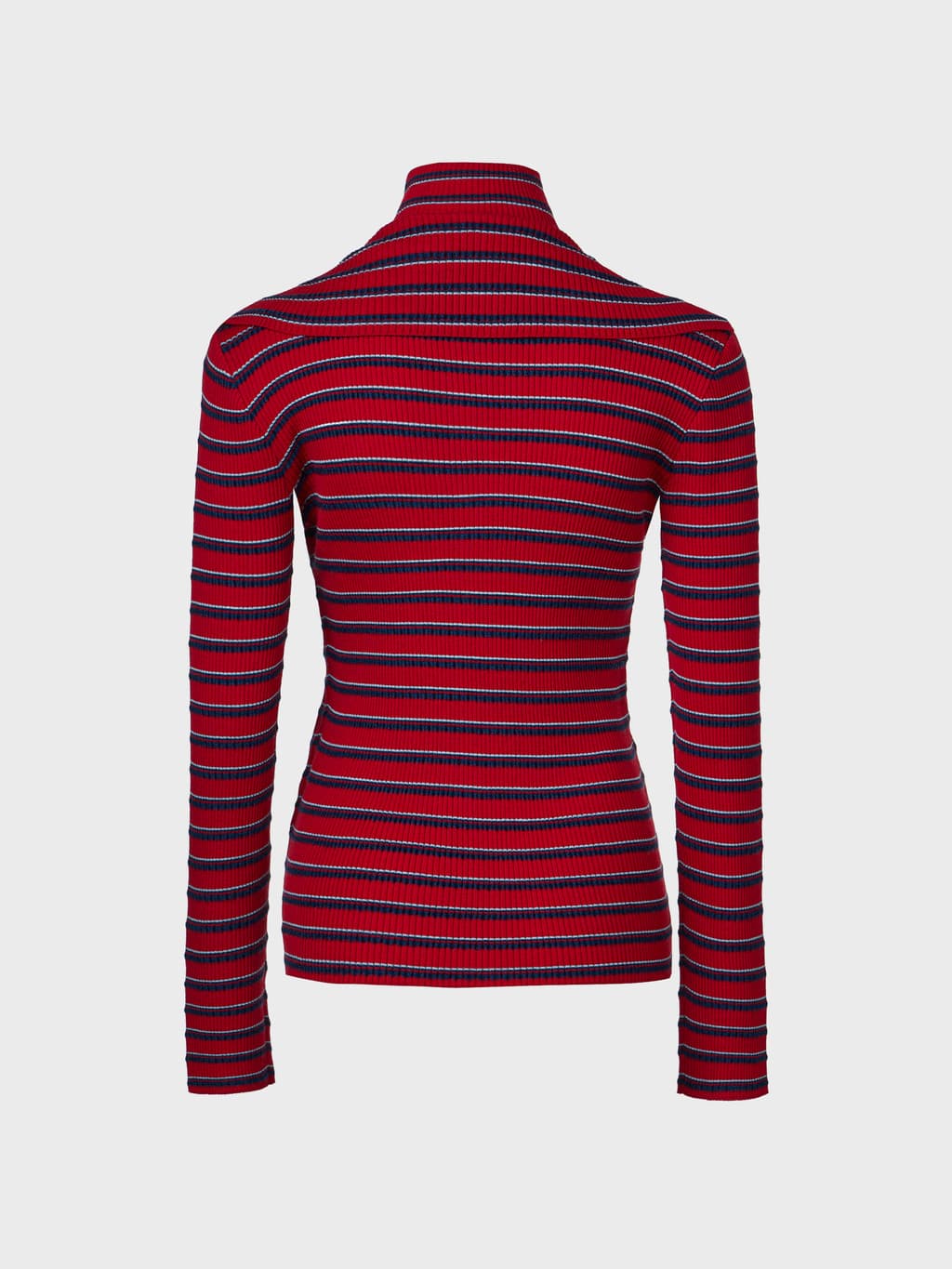 High-Neck Layered Knit Top - Red — vue 9