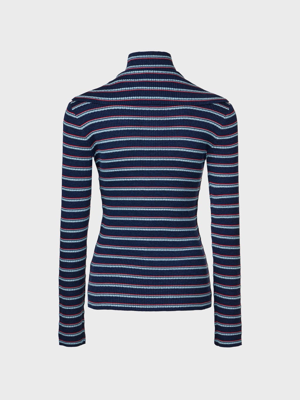 High-Neck Layered Knit Top - Navy — vue 9