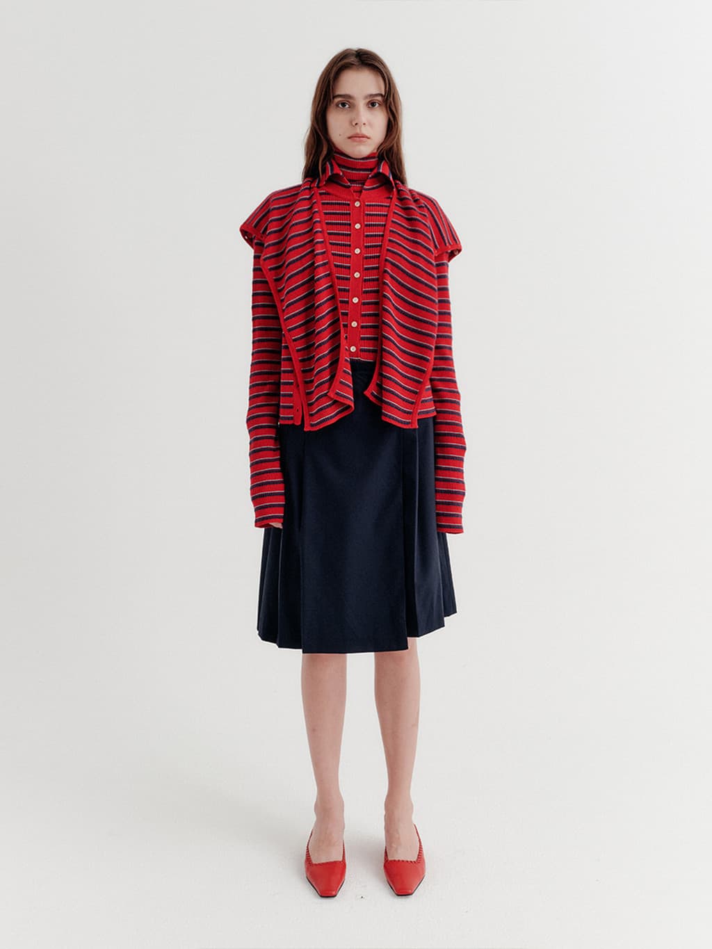Multi Way Button Cardigan - Red — vue 4