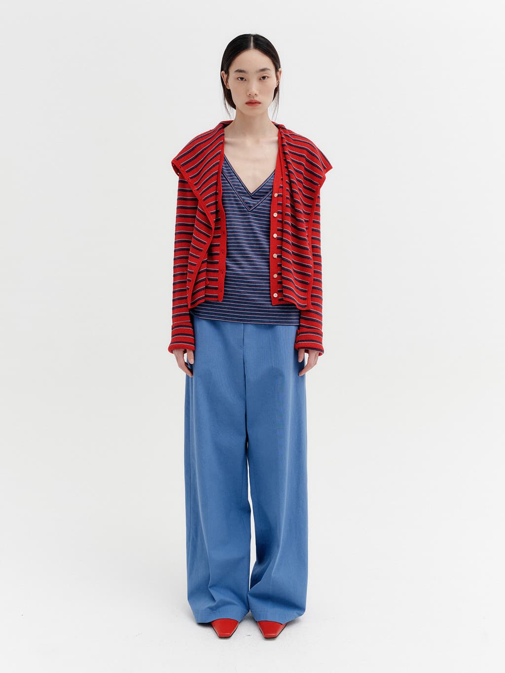 Multi Way Button Cardigan - Red — vue 6