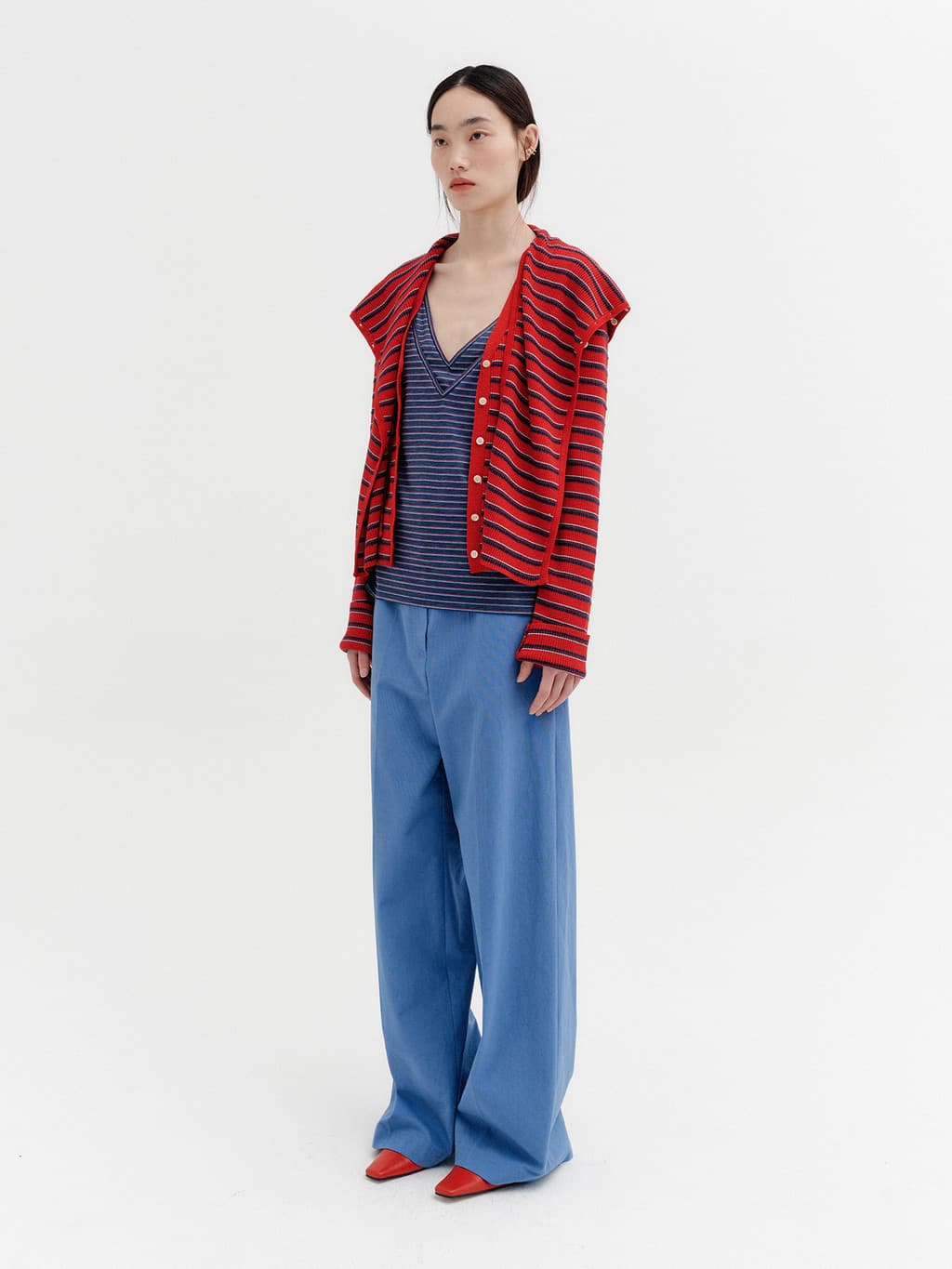 Multi Way Button Cardigan - Red — vue 7