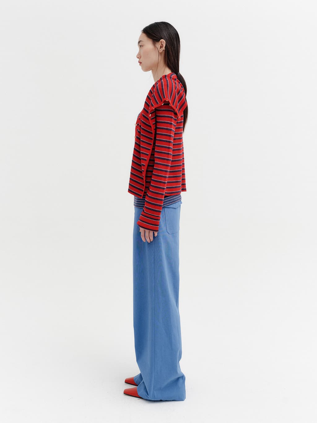 Multi Way Button Cardigan - Red — vue 8