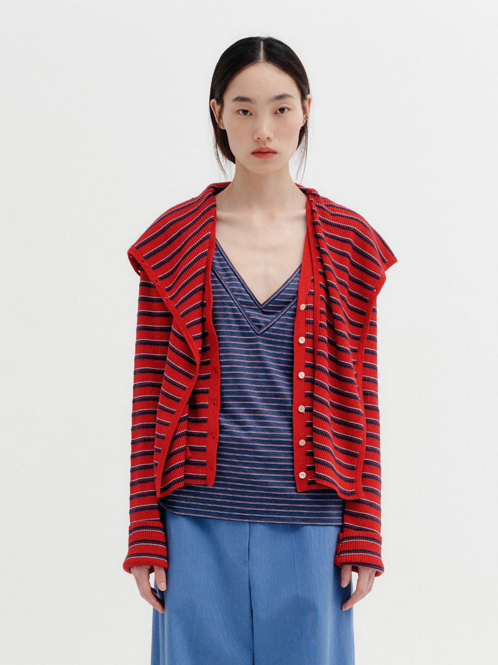 Multi Way Button Cardigan - Red — vue 10