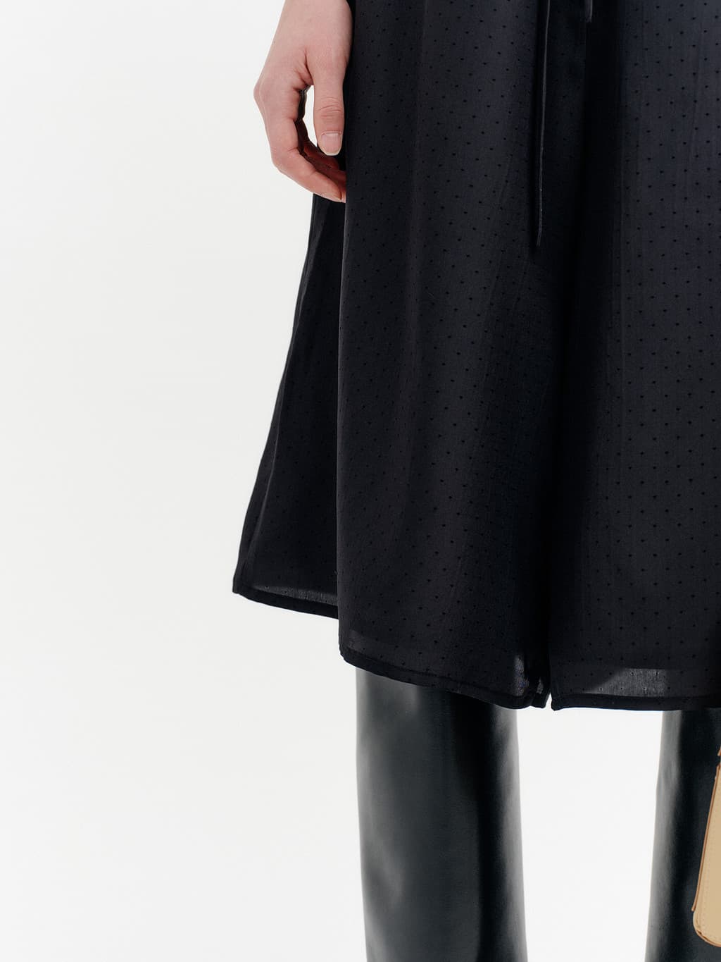 Drawstring Waist Pattern Pants - Black — vue 7