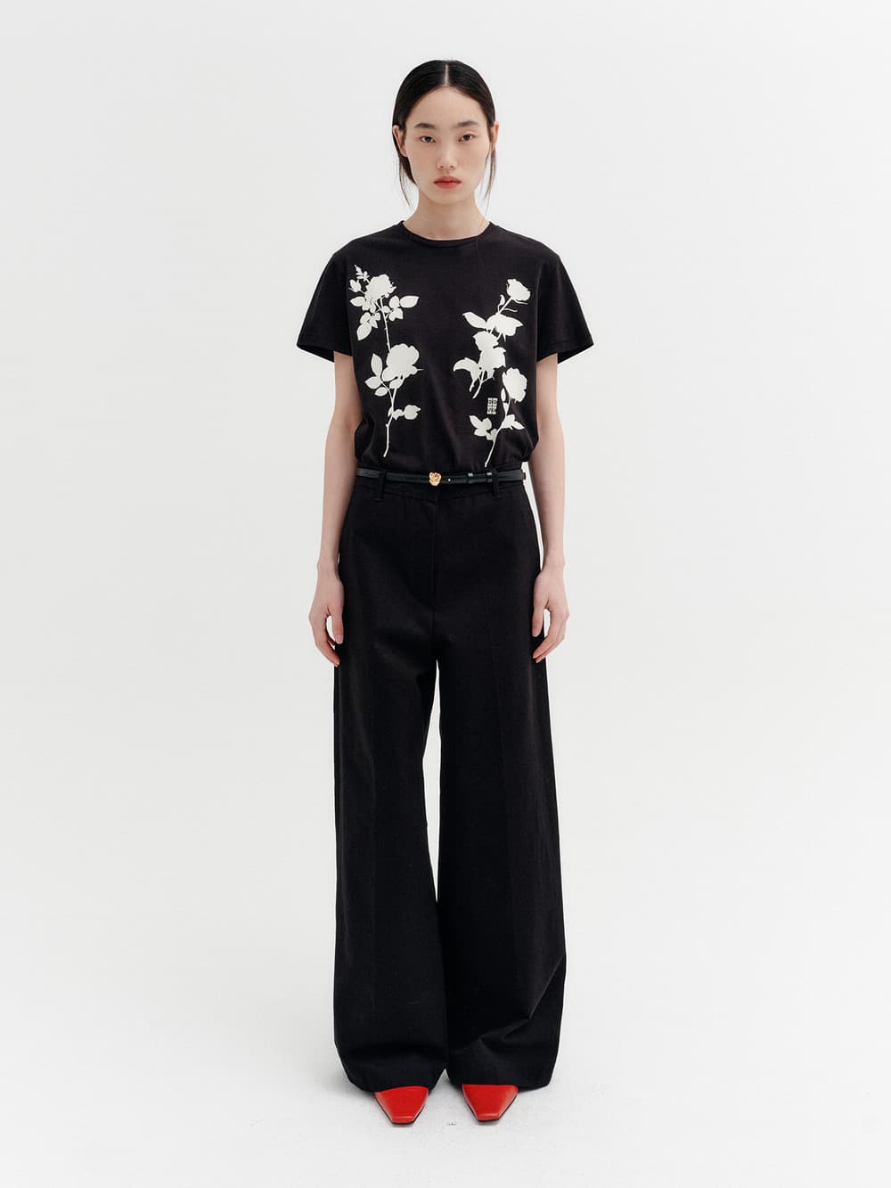 Embroidered Detail Pocket Pants - Black