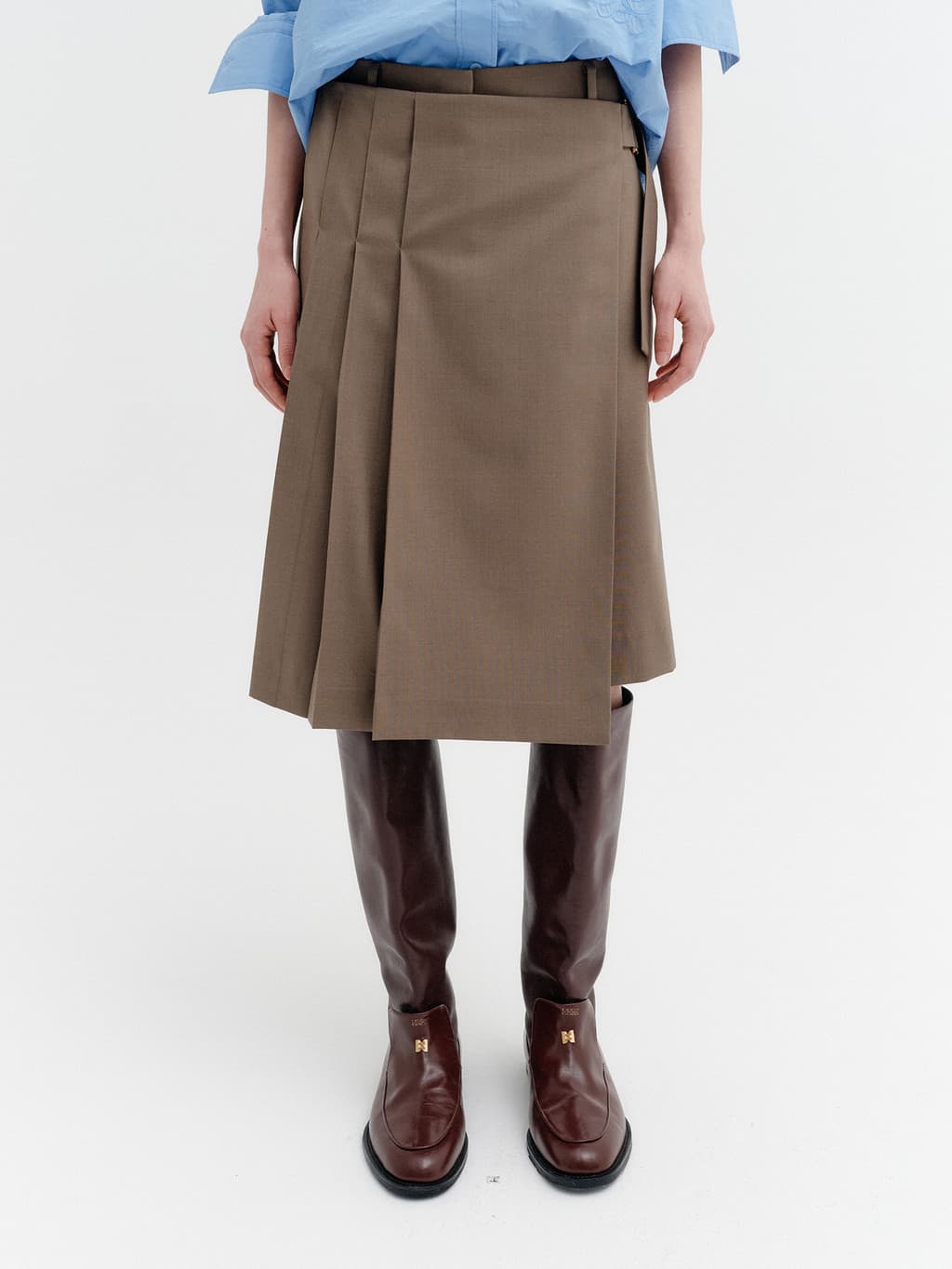 Front Pleated Convertible Shorts - Khaki — vue 8